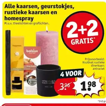 Kruidvat Alle kaarsen, geurstokjes, rustieke kaarsen en homespray aanbieding