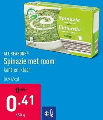 ALDI Spinazie met room 450 g aanbieding