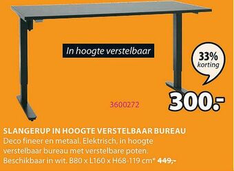 Jysk Slangerup In Hoogte Verstelbaar Bureau aanbieding