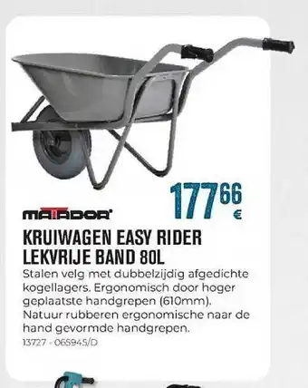 Meno Pro Matador Kruiwagen Easy Rider Lekvrije Band 80l aanbieding