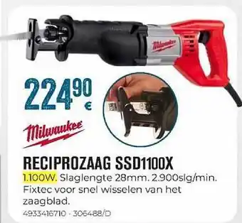 Meno Pro Milwaukee Reciprozaag Ssd1100x aanbieding