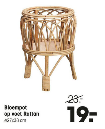 Kwantum Bloempot op voet Rattan aanbieding