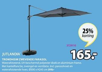 Jysk Trondheim zwevende parasol aanbieding