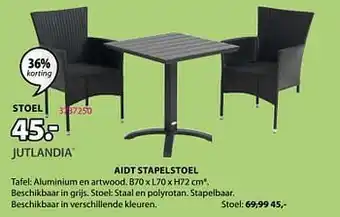 Jysk Aidt stapelstoel b70 x l70 x h72 cm aanbieding