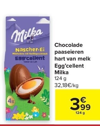 Carrefour Chocolade paaseieren hart van melk egg’cellent milka aanbieding