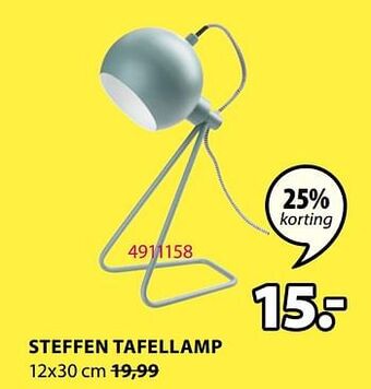 Jysk Steffen tafellamp 12x30 cm aanbieding
