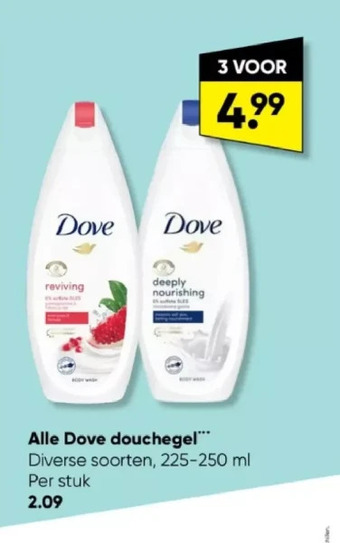 Big Bazar Alle dove douchegel aanbieding