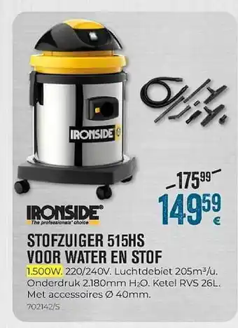 Meno Pro Ironside Stofzuiger 515hs Voor Water En Stof aanbieding