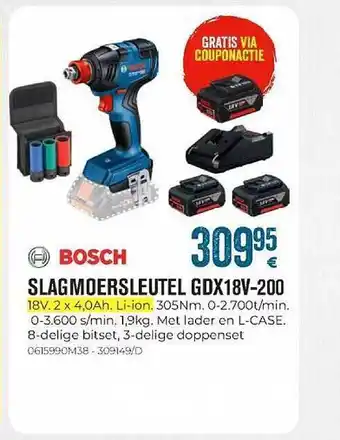 Meno Pro Bosch Slagmoersleutel Gdx18v-200 aanbieding