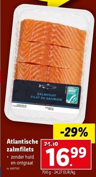 Lidl Atlantische zalmfilets aanbieding