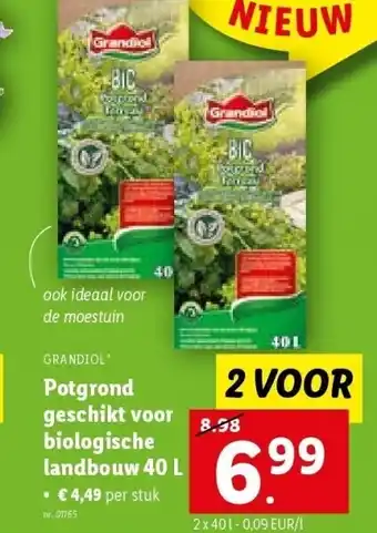 Lidl Potgrond geschikt voor biologische landbouw 40 l aanbieding