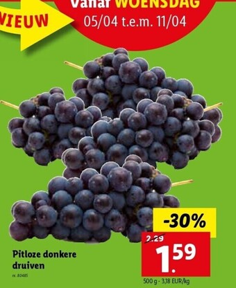 Lidl Pitloze donkere druiven aanbieding