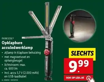 Lidl Opklapbare acculedwerklamp aanbieding