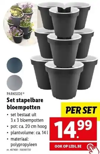 Lidl Set stapelbare bloempotten aanbieding