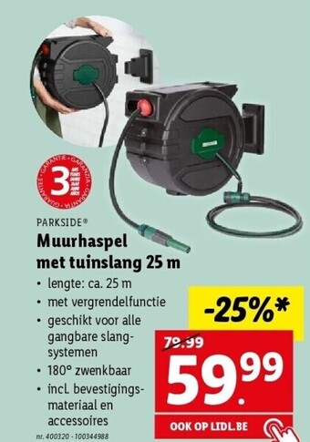 Muurhaspel met tuinslang 25 m