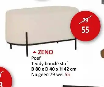 Weba Zeno poef teddy bouclé stof b 80 x d 40 x h 42 cm aanbieding