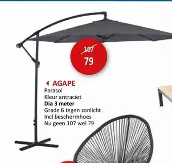 Agape parasol kleur antraciet dia 3 meter