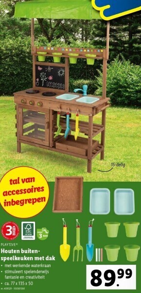 Lidl Houten buitenspeelkeuken met dak aanbieding