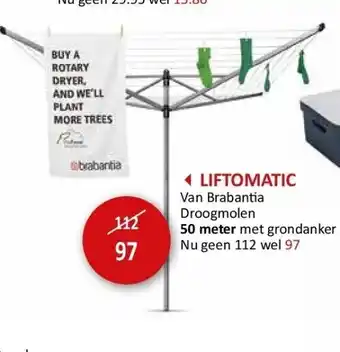 Liftomatic van brabantia droogmolen 50 meter met grondanker