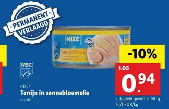 Lidl Nixe Tonijn zonnebloemolie aanbieding