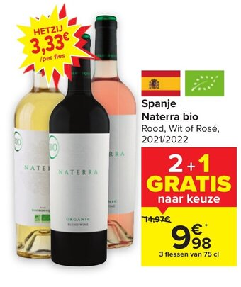 Carrefour Naterra bio rood 75CL aanbieding
