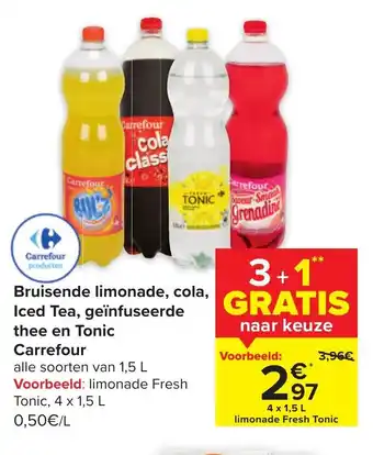 Carrefour Limonade fresh tonic 4x1.5L aanbieding