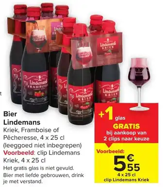 Carrefour Lindemans kriek 4x25CL aanbieding