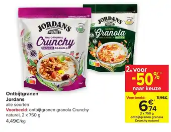 Carrefour Jordans ontbijtgranen granola crunchy naturel 2x750G aanbieding