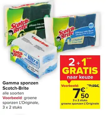 Carrefour Scotch-Brite groene sponzen l'originale aanbieding