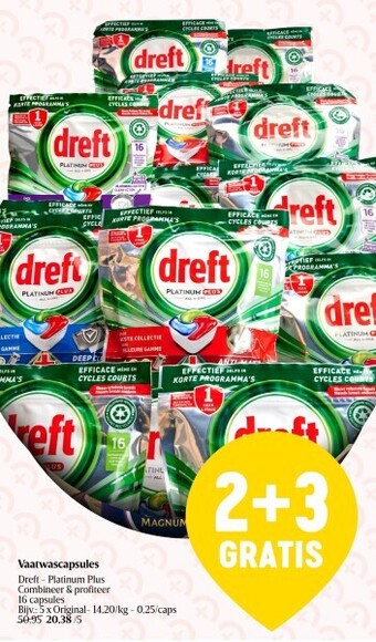 Delhaize Vaatwascapsules dreft aanbieding