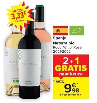 Carrefour Spanje naterra bio aanbieding