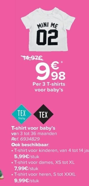 Carrefour T-shirt voor baby’s aanbieding