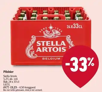 Delhaize Pilsbier stella artois 5,2% alc. vol. bak 24 x 33 cl aanbieding