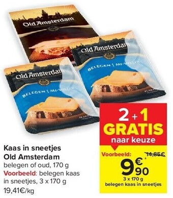 Carrefour Kaas in sneetjes old amsterdam aanbieding