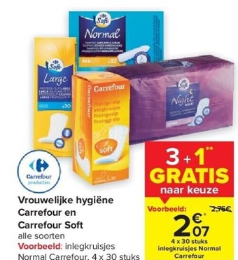 Carrefour Vrouwelijke hygiëne carrefour en carrefour soft aanbieding