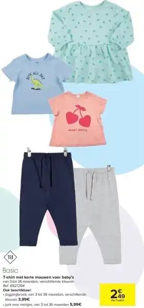 Carrefour T-shirt met korte mouwen voor baby’s aanbieding