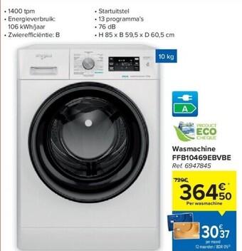 Carrefour Wasmachine ffb10469ebvbe aanbieding