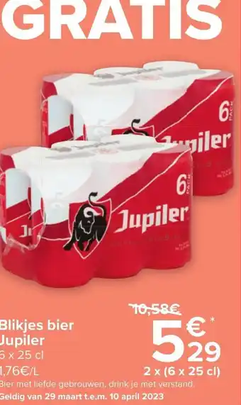 Carrefour Market Jupiler Blikjes Bier 2 x (6 x 25cl) aanbieding
