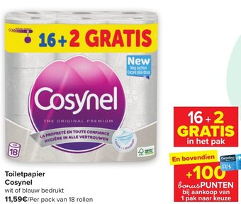 Carrefour Market Cosynel Toiletpapier Wit of Blauw 18 Rollen aanbieding