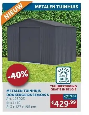 Zelfbouwmarkt Metalen tuinhuis donkergrijs semois s aanbieding