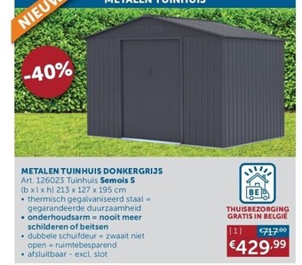 Zelfbouwmarkt Metalen tuinhuis donkergrijs aanbieding