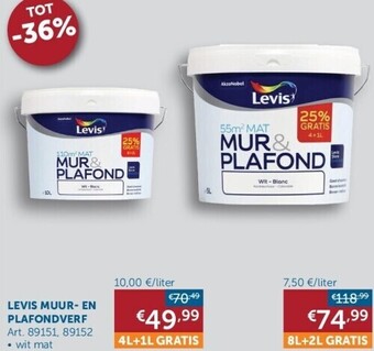 Zelfbouwmarkt Levis muur- en plafondverf aanbieding