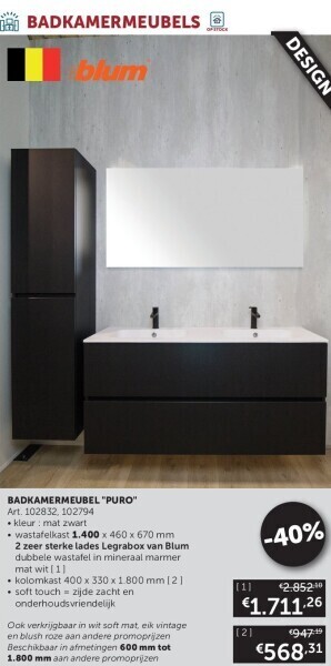 Zelfbouwmarkt Badkamermeubel puro aanbieding