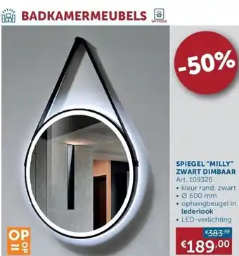 Zelfbouwmarkt Spiegel “milly” zwart dimbaar aanbieding