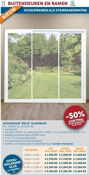 Zelfbouwmarkt Schuifraam belio aluminium aanbieding