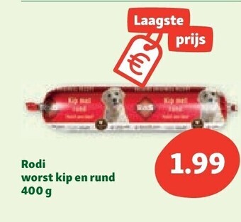 Maxi Zoo Rodi worst kip en rund 400 g aanbieding