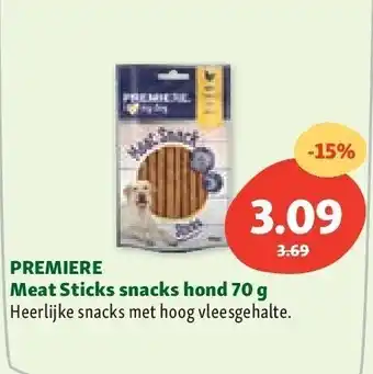 Maxi Zoo Premiere meat sticks snacks hond 70 g aanbieding