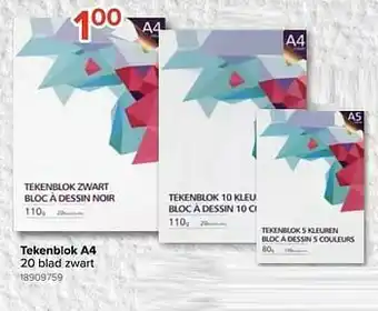 Euroshop Tekenblok a4 20 blad zwart aanbieding