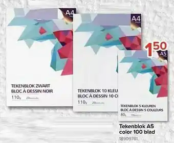 Tekenblok a5 color 100 blad