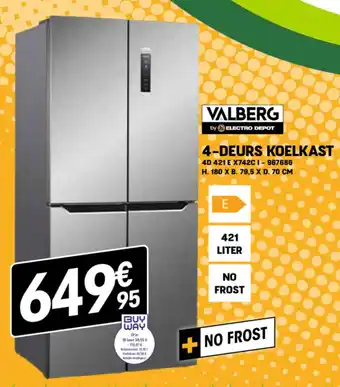 Electro Depot Valberg 4-deurs koelkast 4D 421 E X742C I - 967686 aanbieding
